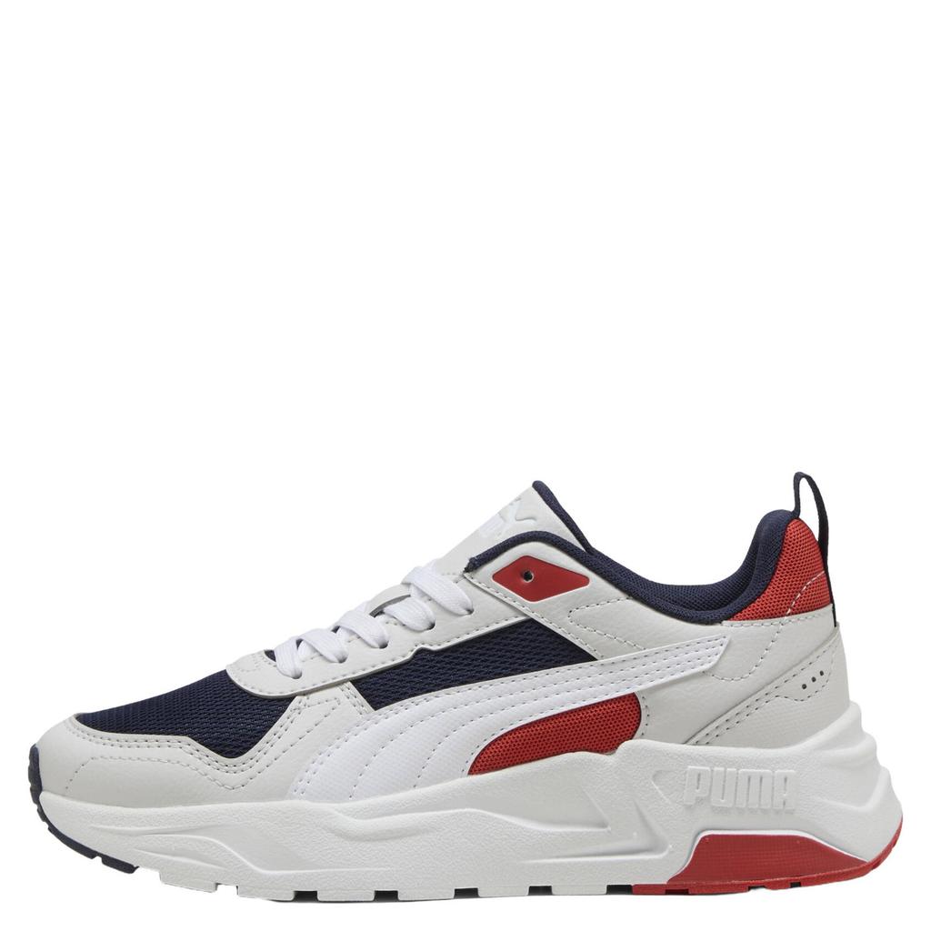 Wit en donkerblauwe jongens en meisjes Puma Trinity 2 LT mesh sneakers - van mesh-pu/voering: mesh/voetbed: eva met veters