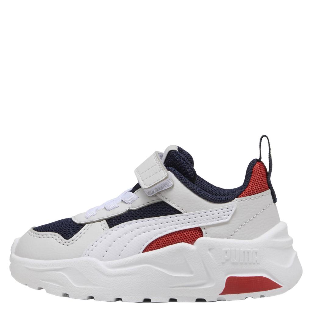 Wit en donkerblauwe jongens en meisjes Puma Trinity 2 LT imitatieleren sneakers - met klittenband