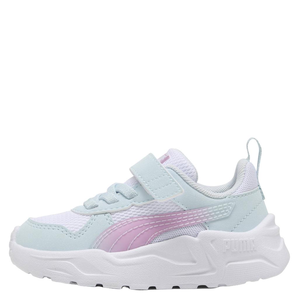 Wit en mintgroene jongens en meisjes Puma Trinity sneakers - van mesh-pu/voering: mesh/voetbed: eva met elastische veter- met klittenbandsluiting