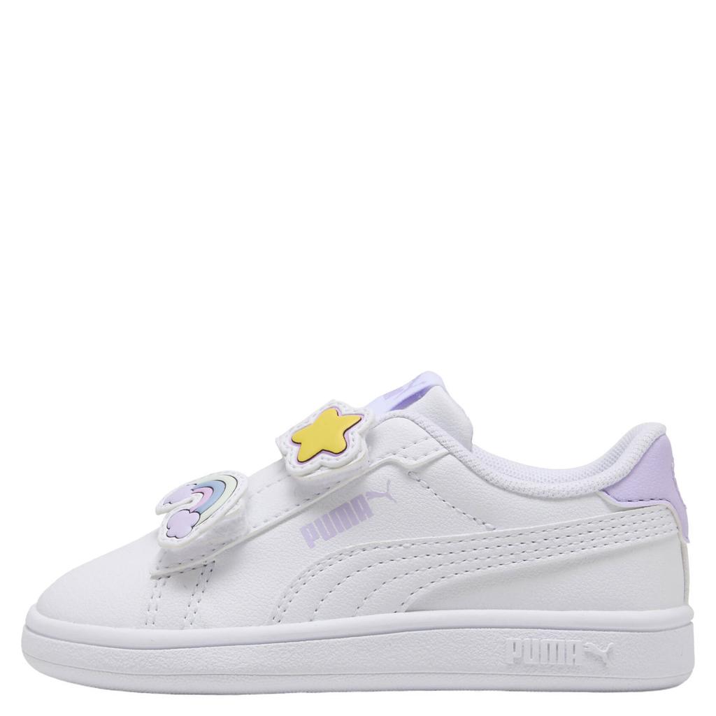 Wit en lilakleurige jongens en meisjes Puma Smash 3.0 imitatieleren sneakers - met veters