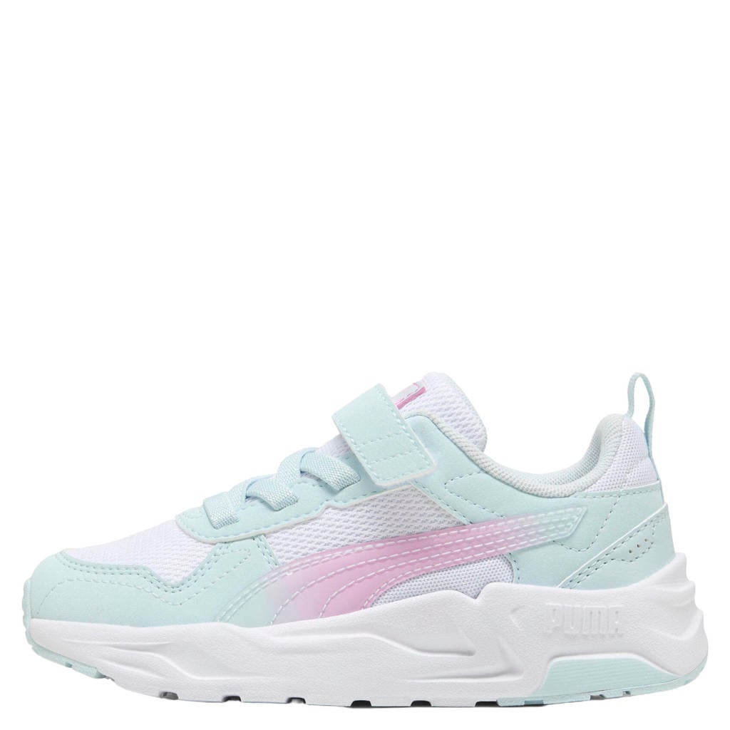 Lichtgrijze jongens en meisjes Puma Trinity mesh sneakers van mesh-pu/voering: mesh/voetbed: eva met elastische veter- met klittenbandsluiting