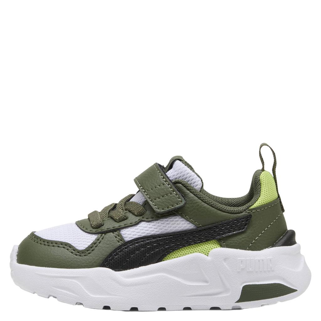 Wit en kakikleurige jongens en meisjes Puma Trinity 3 LT imitatieleren sneakers - met klittenband