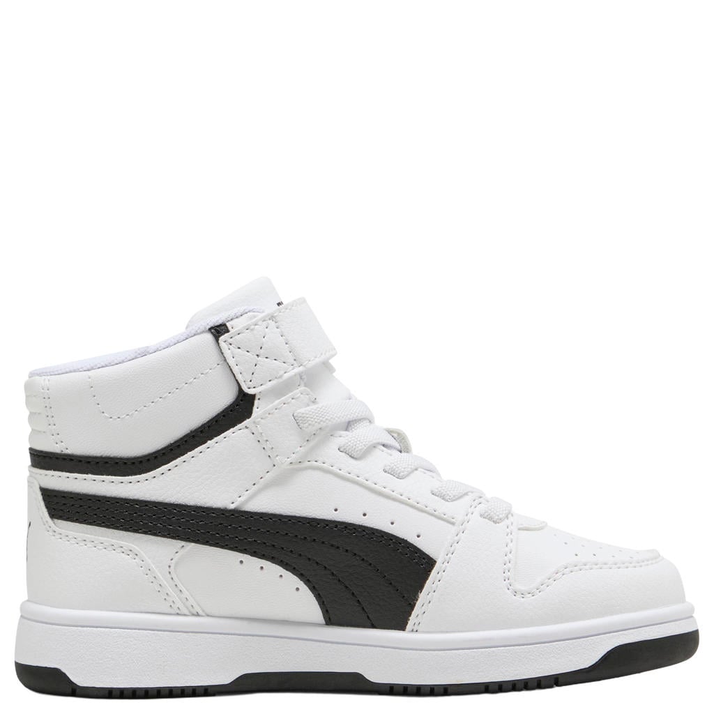 Wit en zwarte jongens en meisjes Puma Rebound Slam Mid sneakers - van imitatieleer/voering: mesh/voetbed: eva met elastische veter- met klittenbandsluiting
