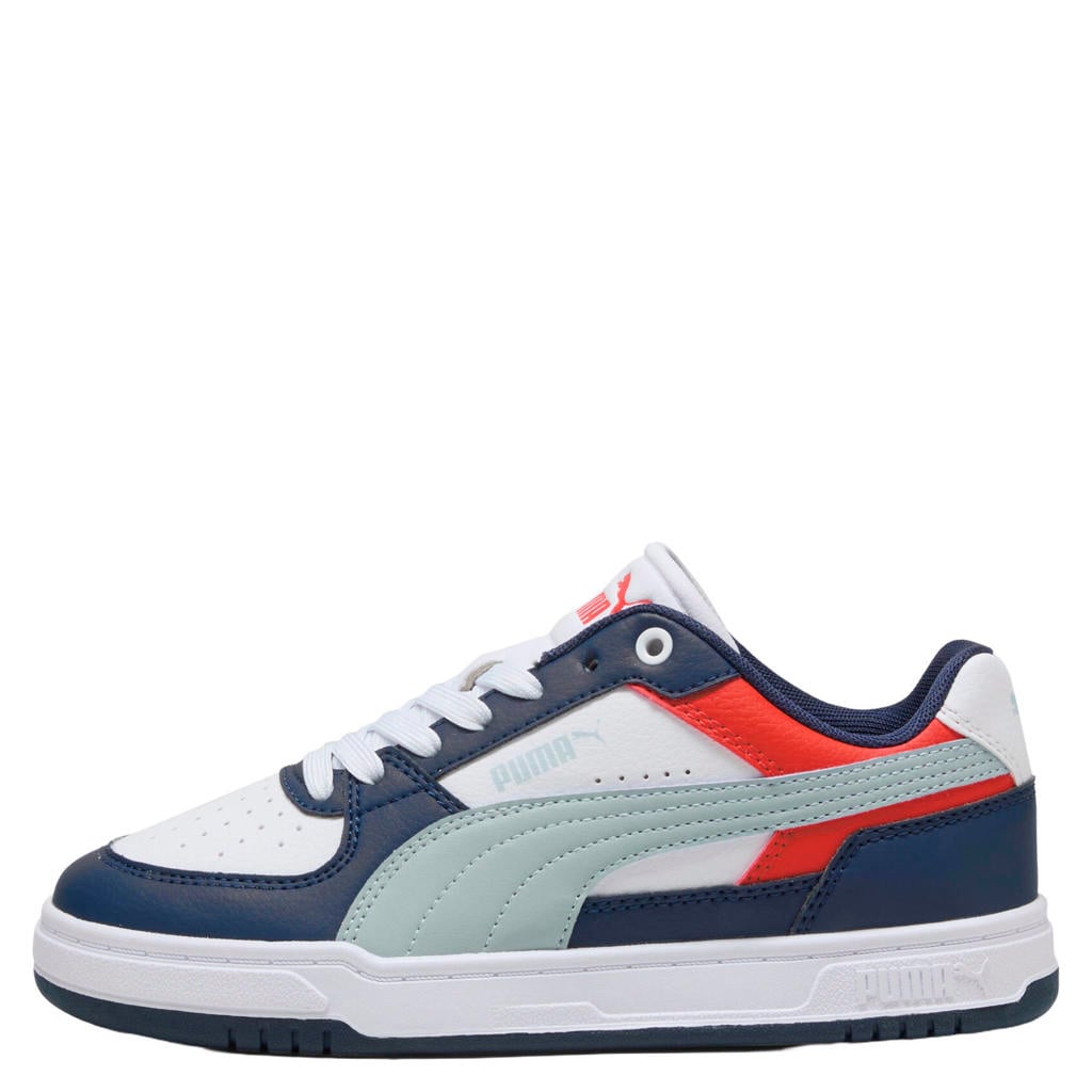 Donkerblauw en lichtblauwe jongens en meisjes Puma Caven III Block imitatieleren sneakers - met veters