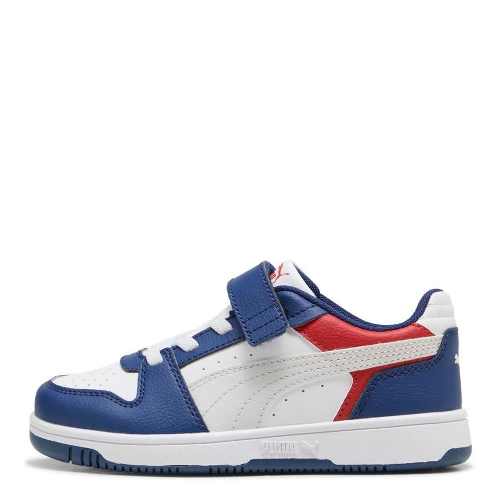 Kobaltblauw en lichtgrijze jongens en meisjes Puma Rebound Slam sneakers - van imitatieleer/voering: mesh/voetbed: eva met veters