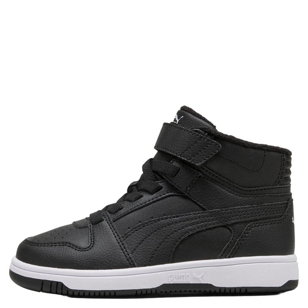 Zwarte jongens en meisjes Puma Rebound Slam Mid sneakers - van imitatieleer/voering: mesh/voetbed: eva met veters