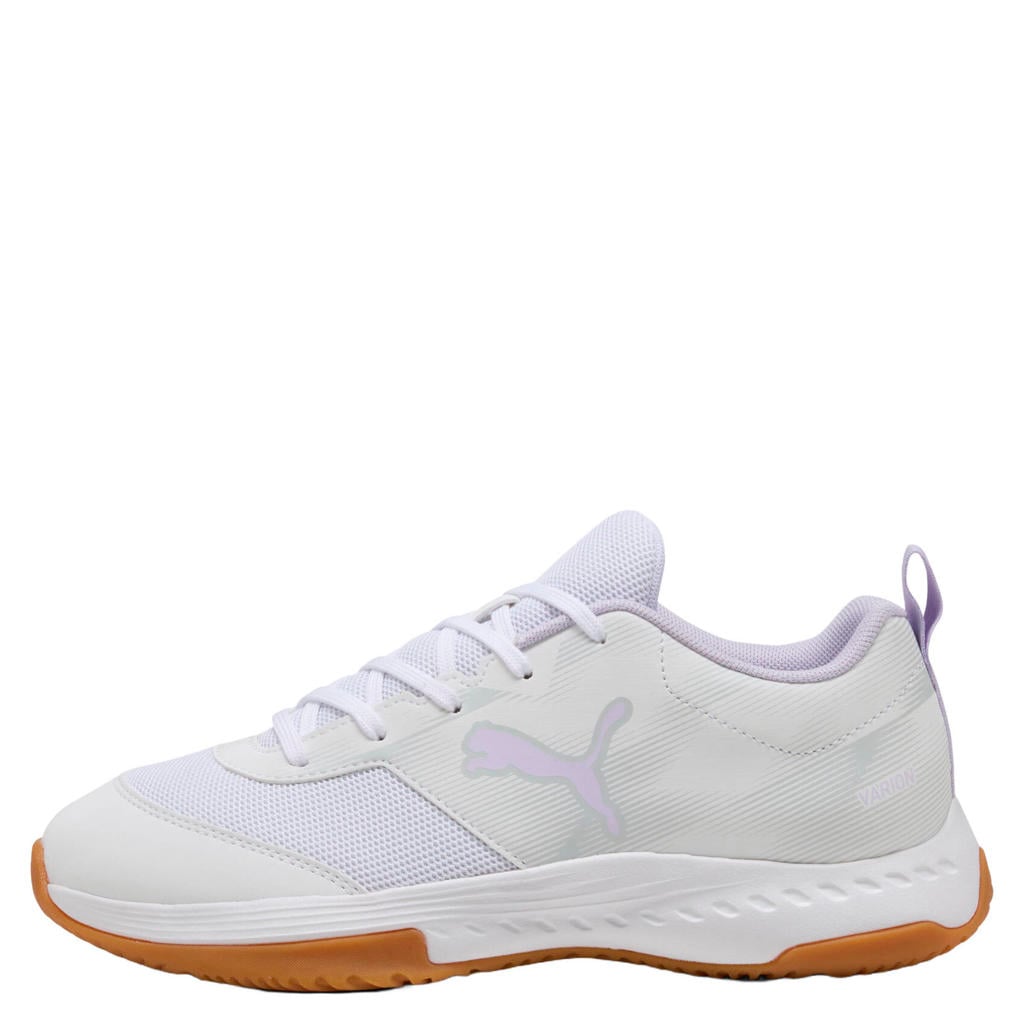 Wit en lilakleurige jongens en meisjes Puma Varion junior imitatieleren voetbalschoenen - van mesh-pu/voering: mesh/voetbed: eva