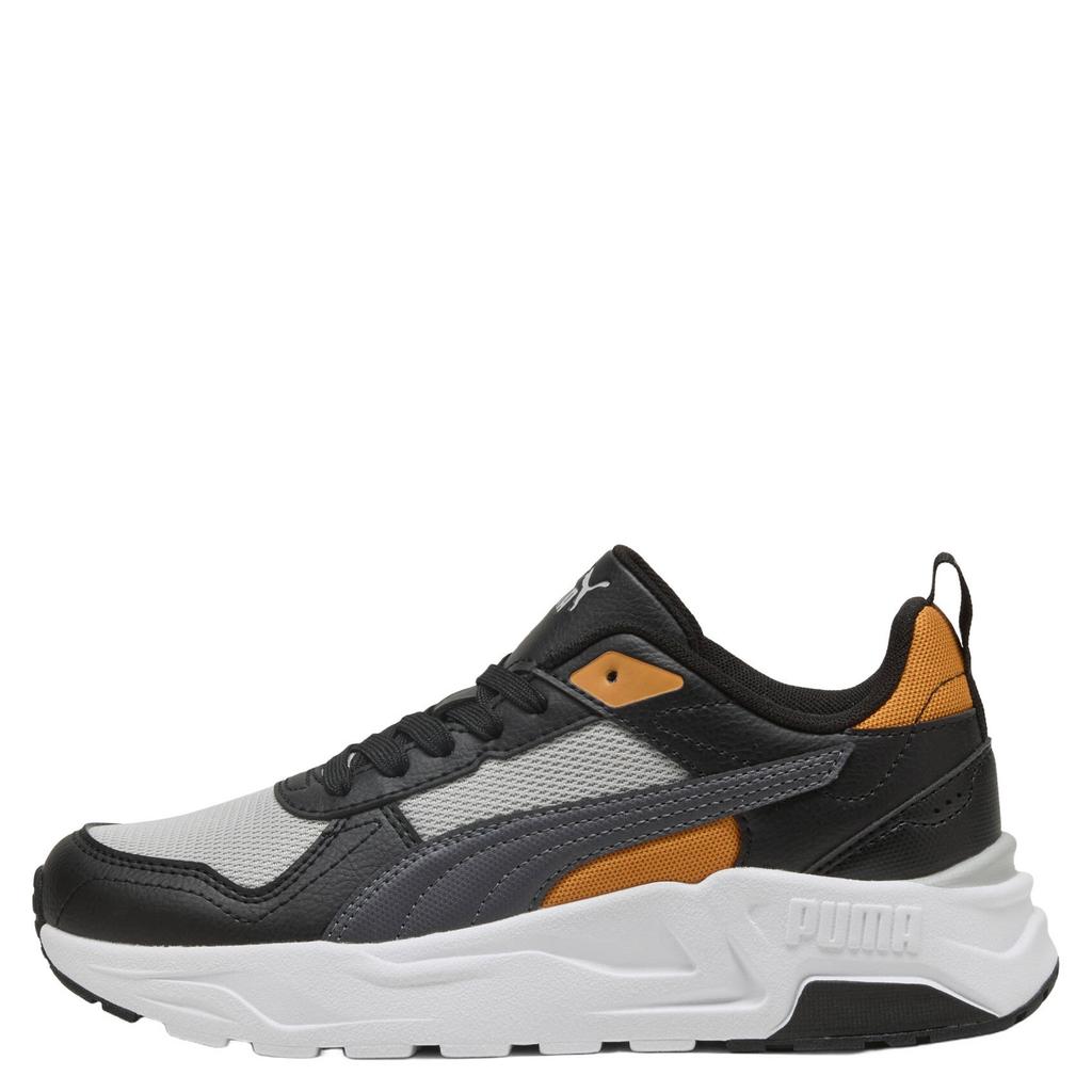 Lichtgrijs en oranje jongens en meisjes Puma Trinity 2 LT mesh sneakers - van mesh-pu/voering: mesh/voetbed: eva met veters