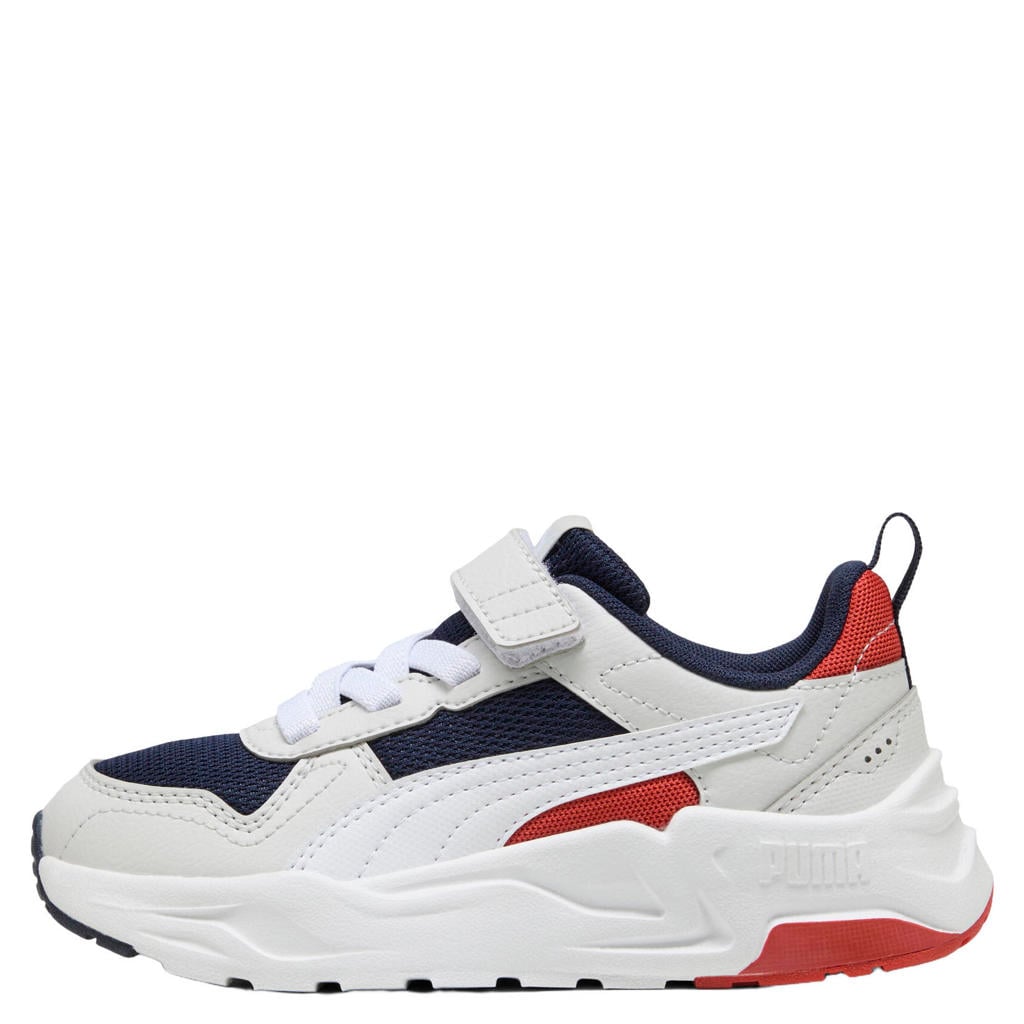 Donkerblauw en witte jongens en meisjes Puma Trinity mesh sneakers - van mesh-pu/voering: mesh/voetbed: eva met elastische veter- met klittenbandsluiting