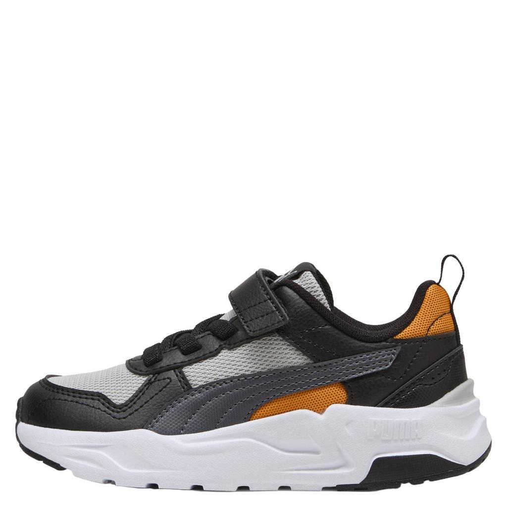 Lichtgrijs en zwarte jongens en meisjes Puma Trinity mesh sneakers - van mesh-pu/voering: mesh/voetbed: eva met elastische veter- met klittenbandsluiting