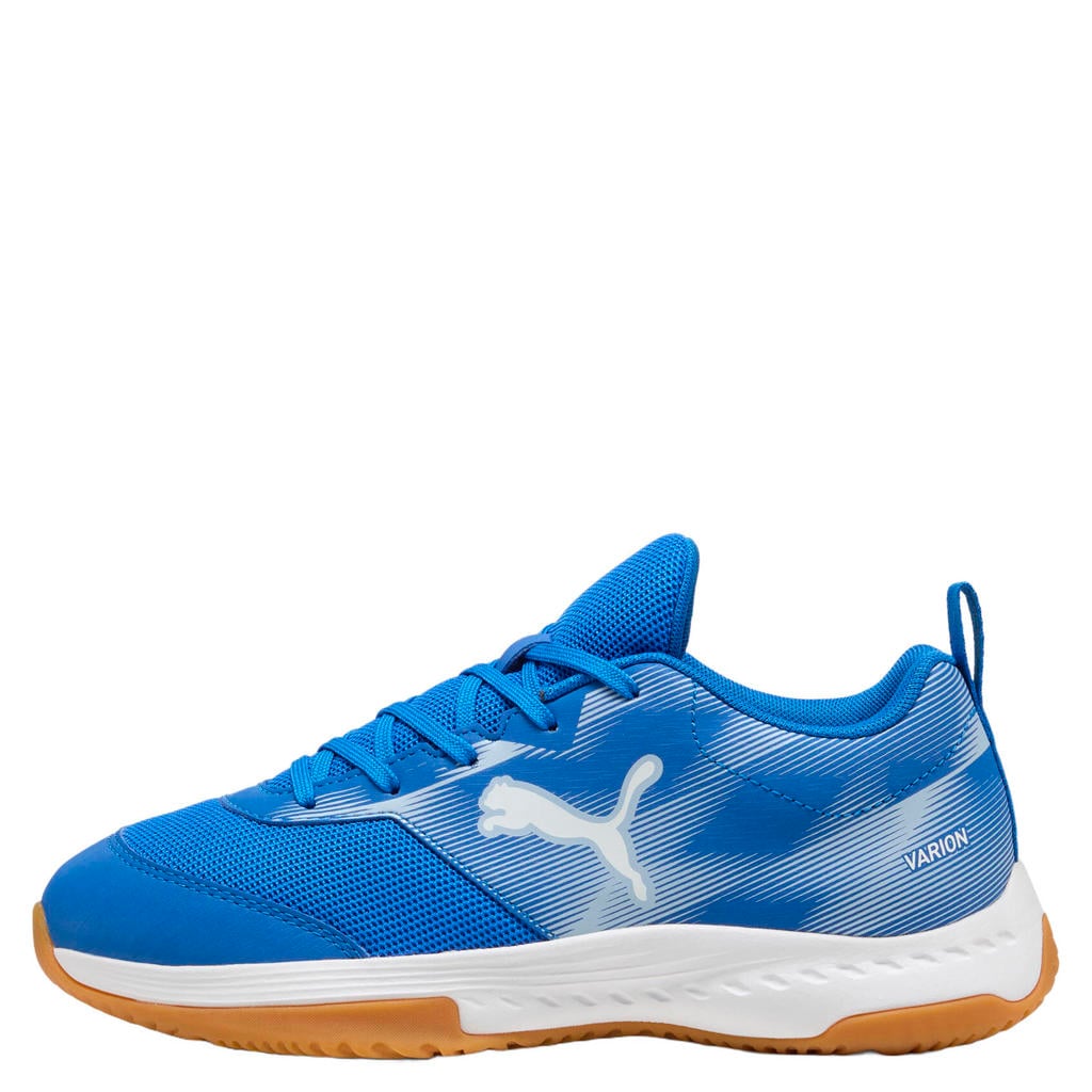 Kobaltblauw en witte jongens en meisjes Puma Varion junior imitatieleren voetbalschoenen - van mesh-pu/voering: mesh/voetbed: eva
