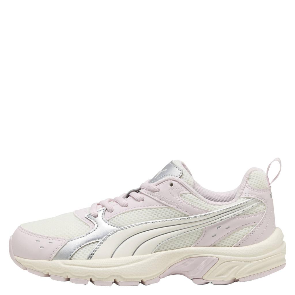 Wit en lichtroze jongens en meisjes Puma Milenio Tech mesh sneakers - van mesh-pu/voering: mesh/voetbed: eva met veters
