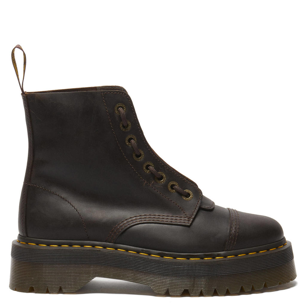Donkerblauwe dames Dr. Martens Sinclair leren enkelboots met plateauzool - crazy horse met ritssluiting