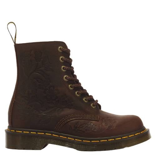Dr. Martens 1460 Pascal Emboss Flora leren veterboots met print donkerbruin – Dark Brown Crazy Horse
