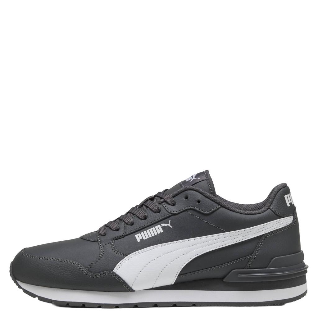 Grijs en witte unisex Puma St Runner V4 leren sneakers - met veters