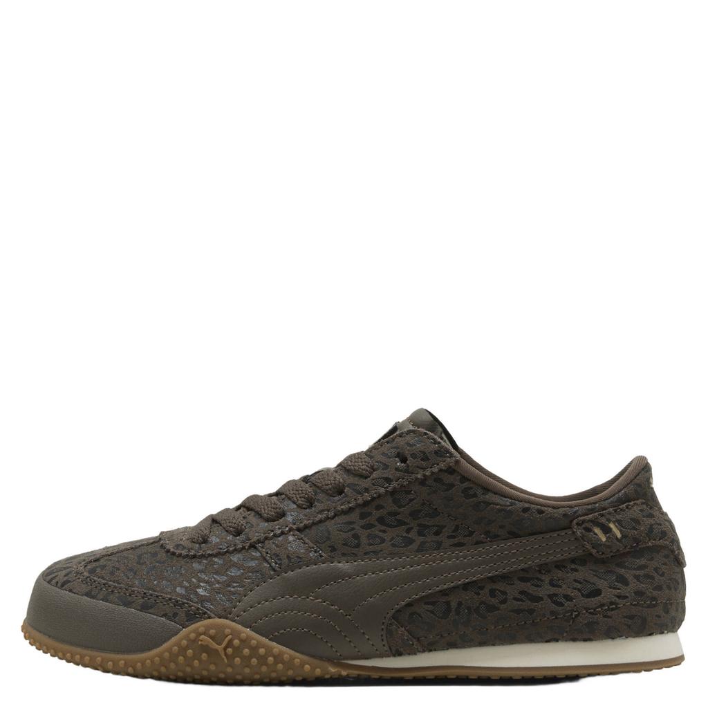 Donkerblauwe dames Puma Bella suède sneakers - met veters en panterprint