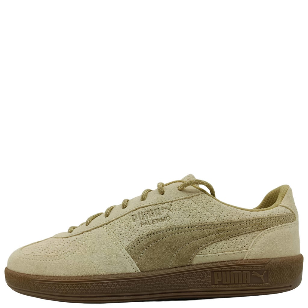 Lichtgele dames Puma Palermo Gelato leren sneakers - met veters