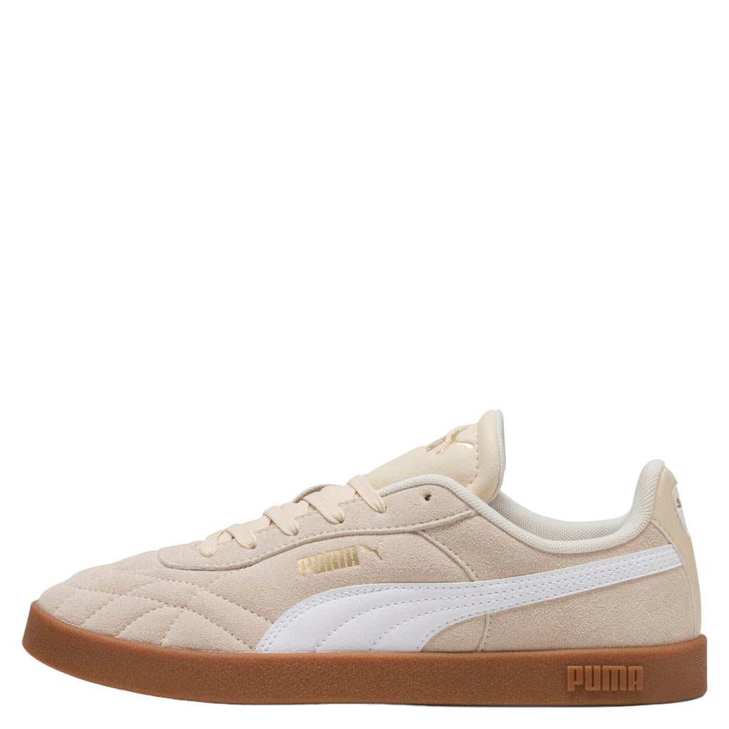 Ecru en witte unisex Puma Club II Era suèdelook sneakers - met veters