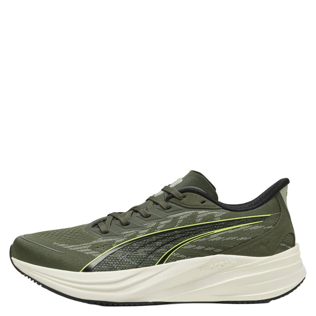 Olijfgroen en gele dames Puma Darter Pro mesh hardloopschoenen - van mesh-pu/voering: mesh/voetbed: eva met veters