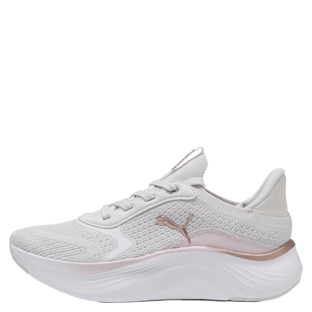 Lichtgrijs en lichtroze dames Puma Softride Mayve mesh sneakers - met veters