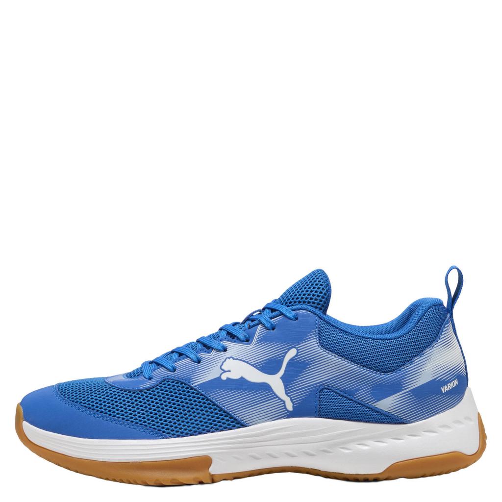 Kobaltblauw en witte unisex Puma Varion senior imitatieleren voetbalschoenen - van mesh-pu/voering: mesh/voetbed: eva