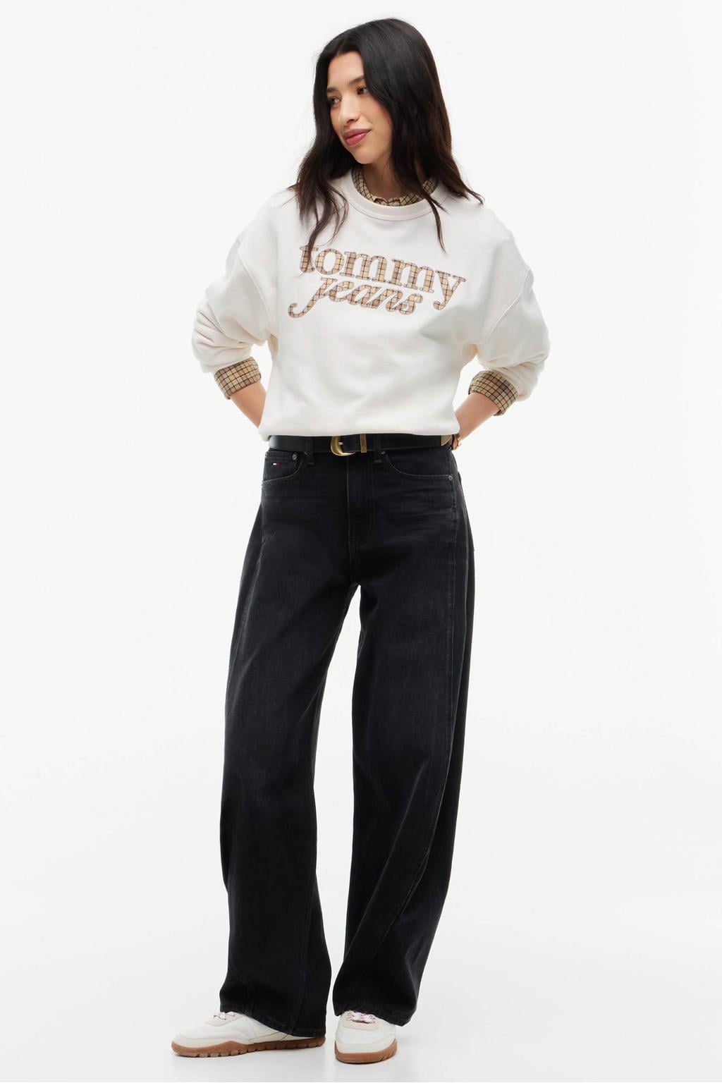 Tommy Jeans geruite sweater - ecru