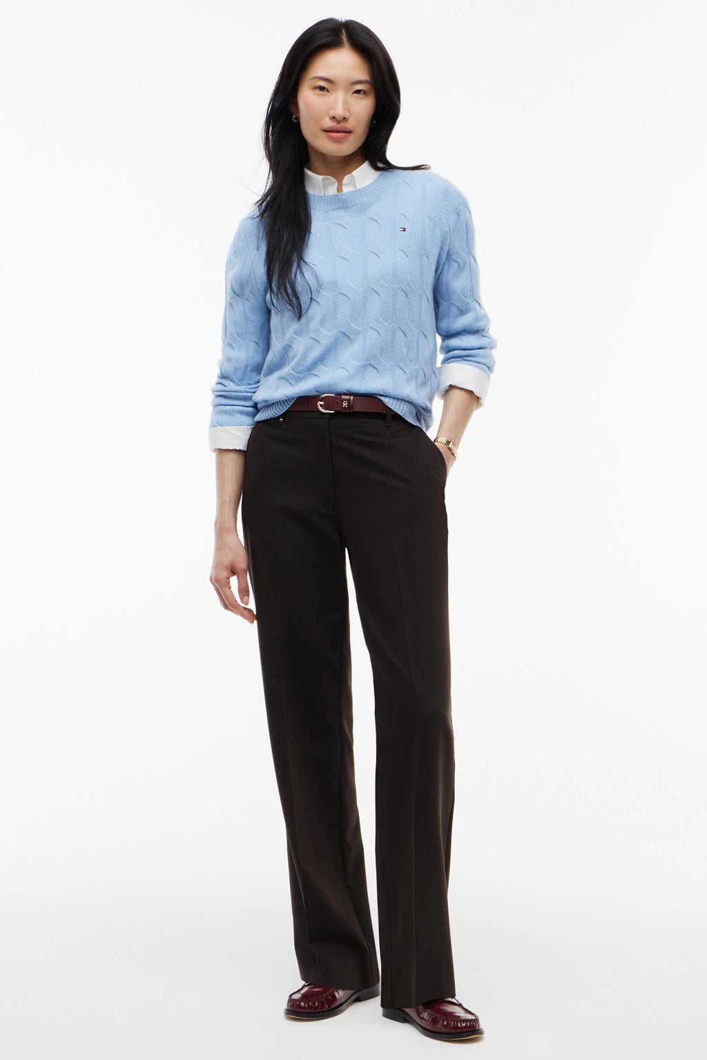 Tommy Hilfiger straight leg pantalon - donkerbruin