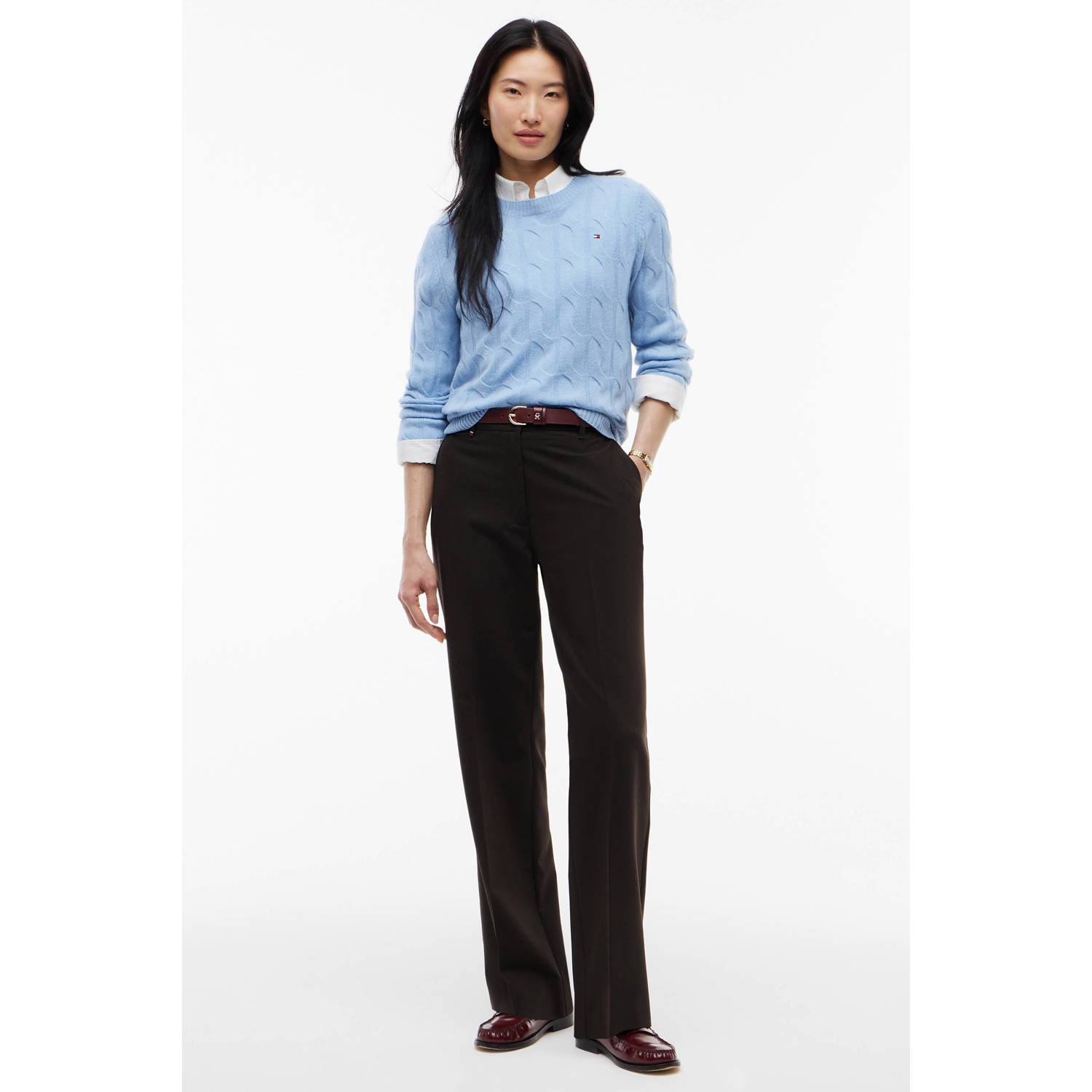 Tommy Hilfiger straight leg pantalon donkerbruin