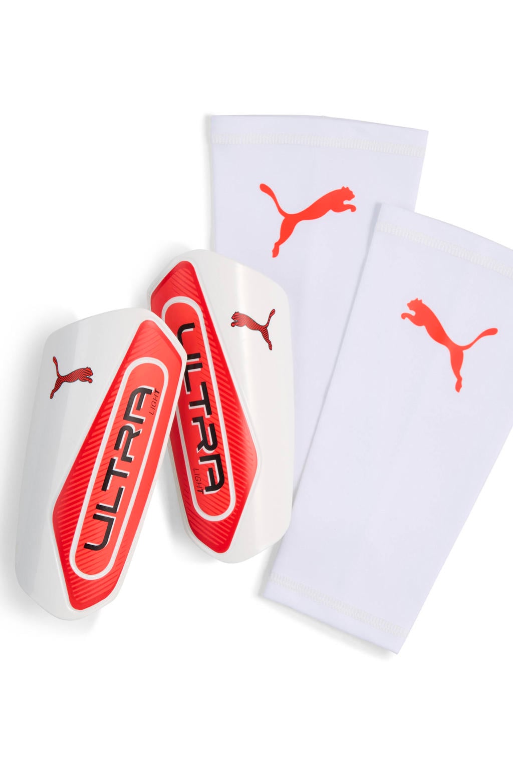 Puma Ultra light sleeve scheenbeschermers - wit/rood