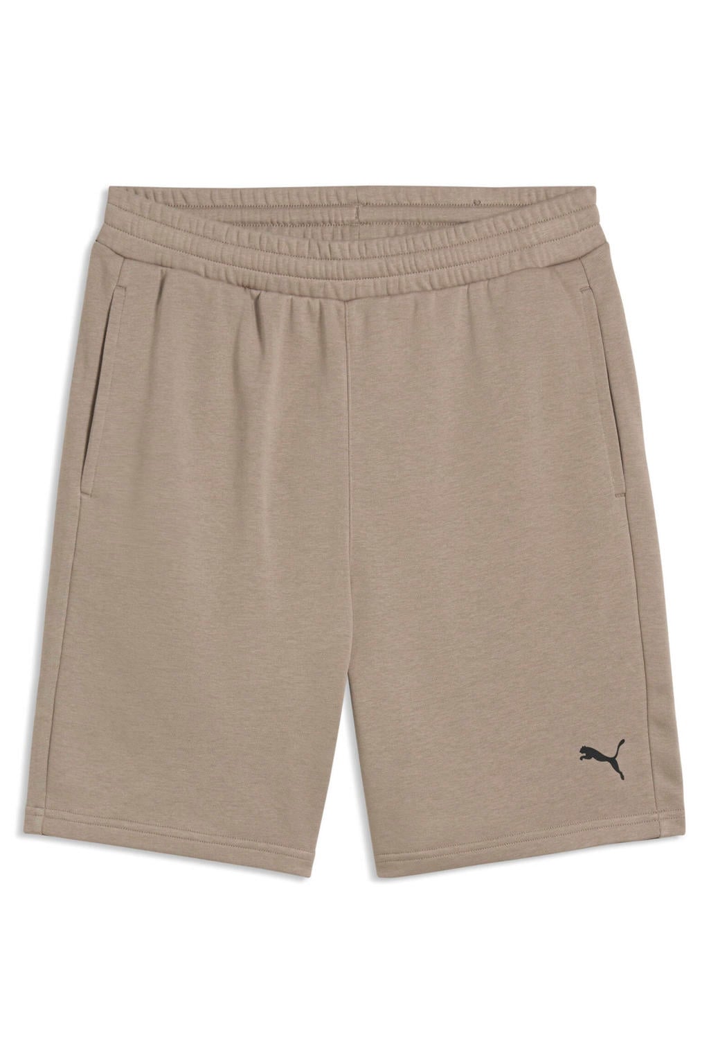 Beige heren Puma sportshort van katoen met regular waist en elastische tailleband met koord