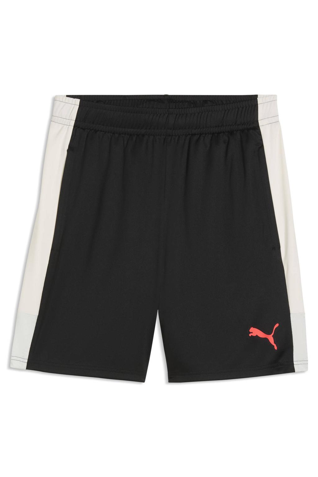 Zwart en witte heren Puma Senior Individual Liga voetbalshort van polyester met regular waist en elastische tailleband met koord