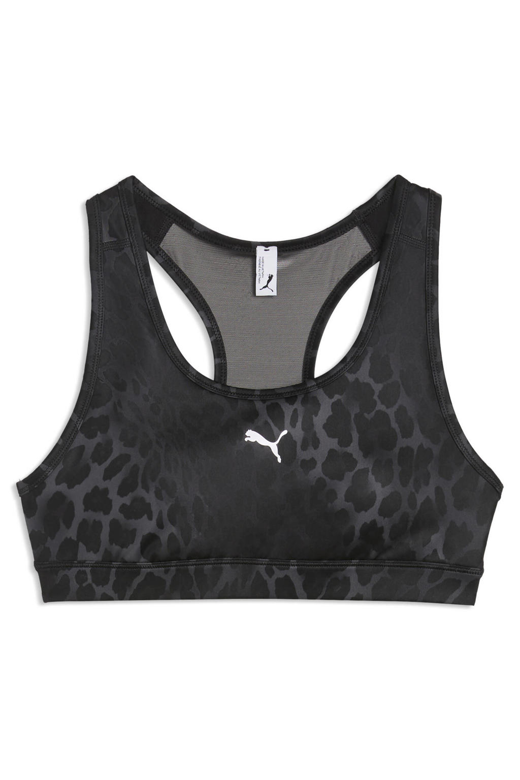 Puma sport-bh medium support met panterprint - zwart