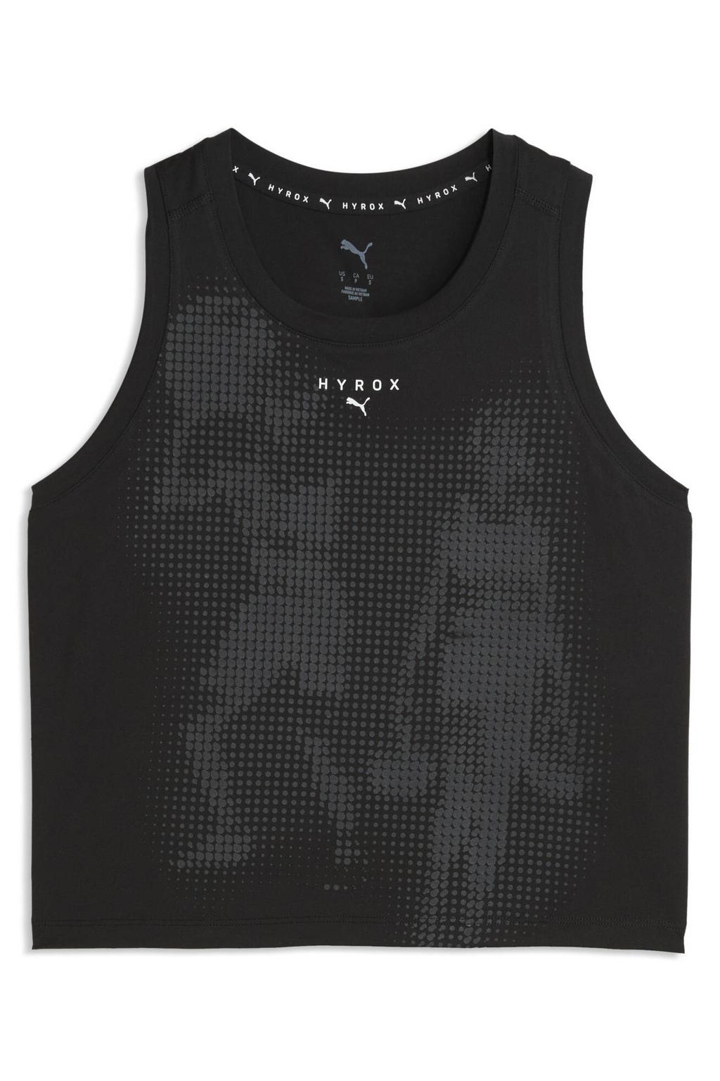 Zwarte dames Puma x Hyrox cloudspun sporttop van polyester met printopdruk en ronde hals