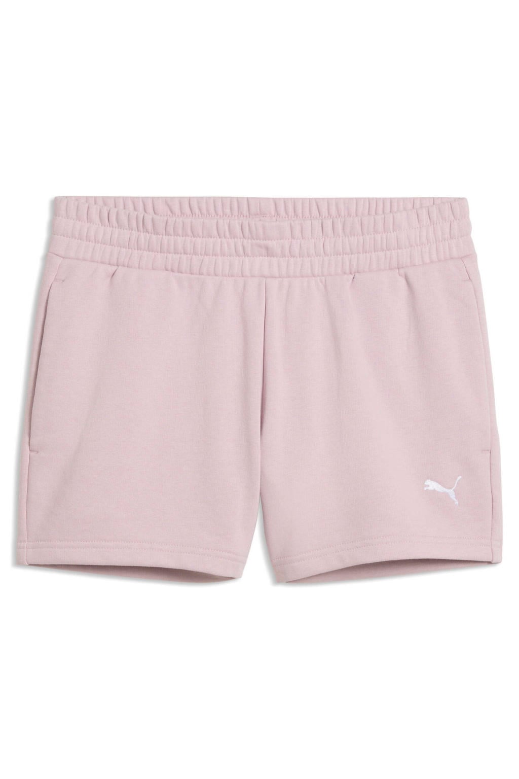 Roze dames Puma Essential sweatshort van katoen met regular fit, regular waist, elastische tailleband met koord en logo dessin