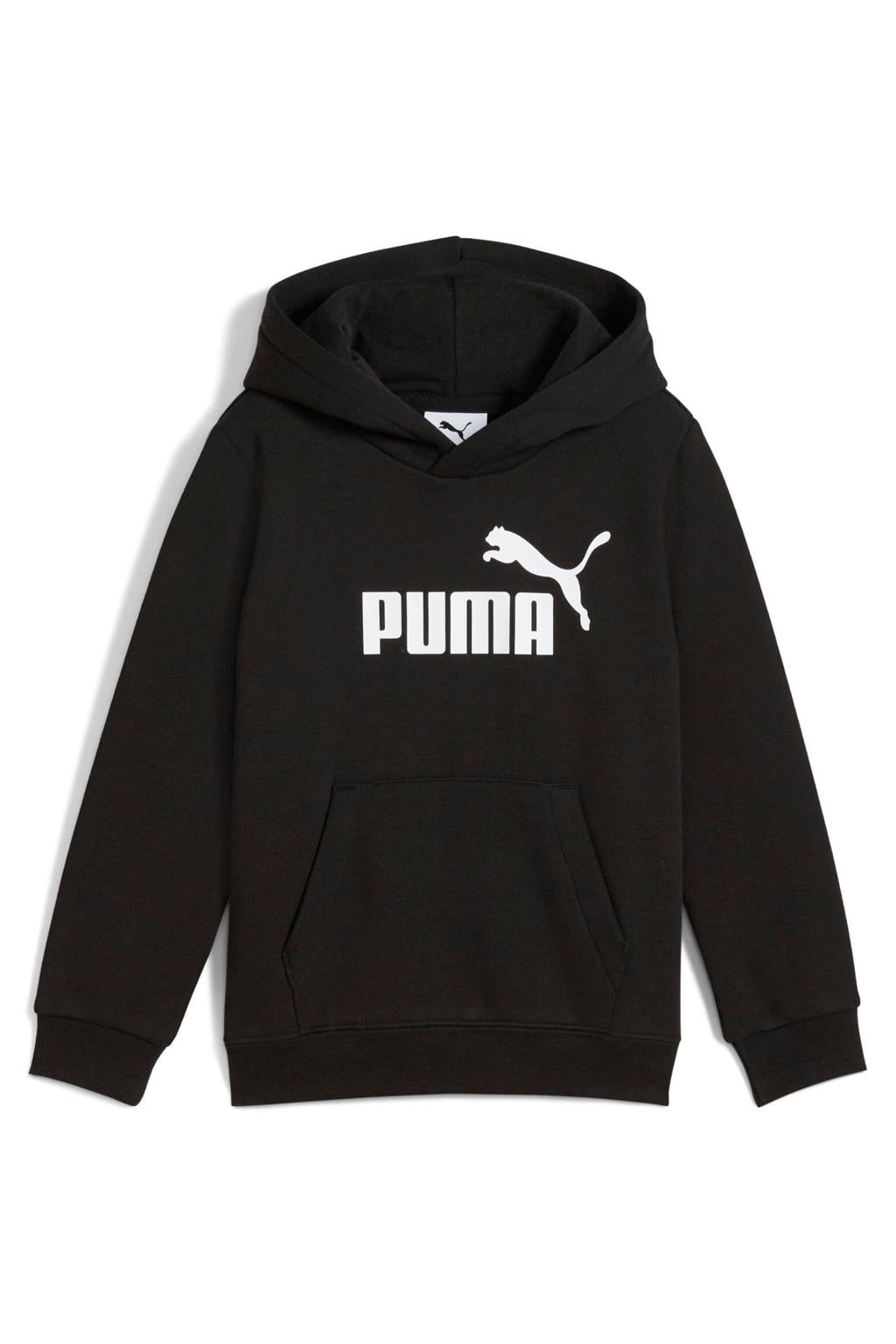 Zwarte jongens en meisjes Puma Essentials No. 1 hoodie van katoen met logo dessin, lange mouwen en capuchon