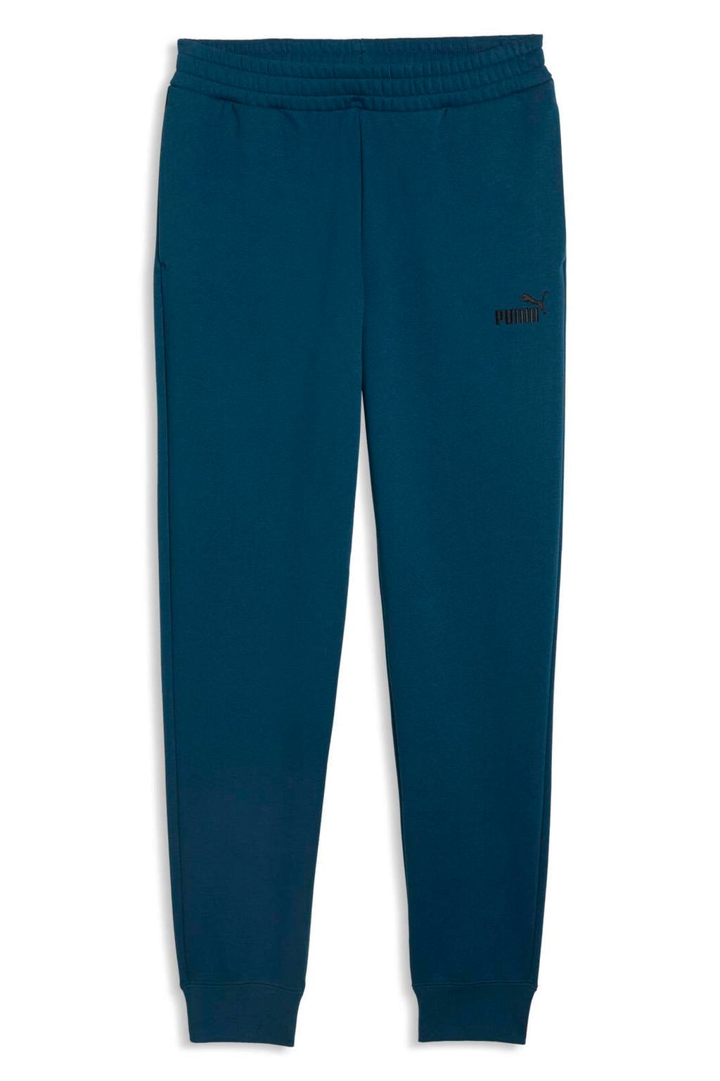 Blauwe heren Puma Essential No. 1 regular fit joggingbroek van katoen met elastische tailleband en effen