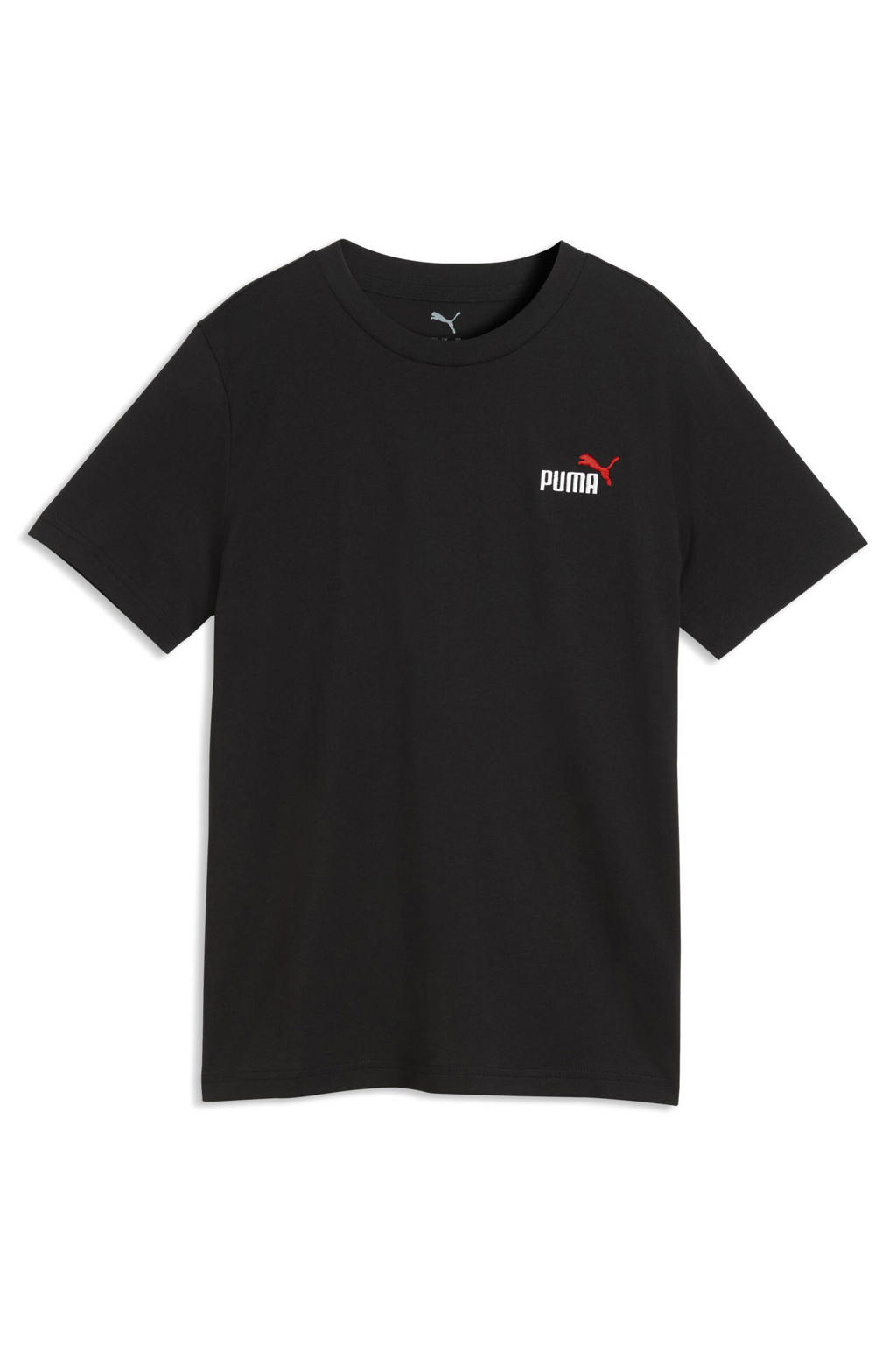 Zwarte jongens en meisjes Puma T-shirt van katoen met logo dessin, korte mouwen en ronde hals