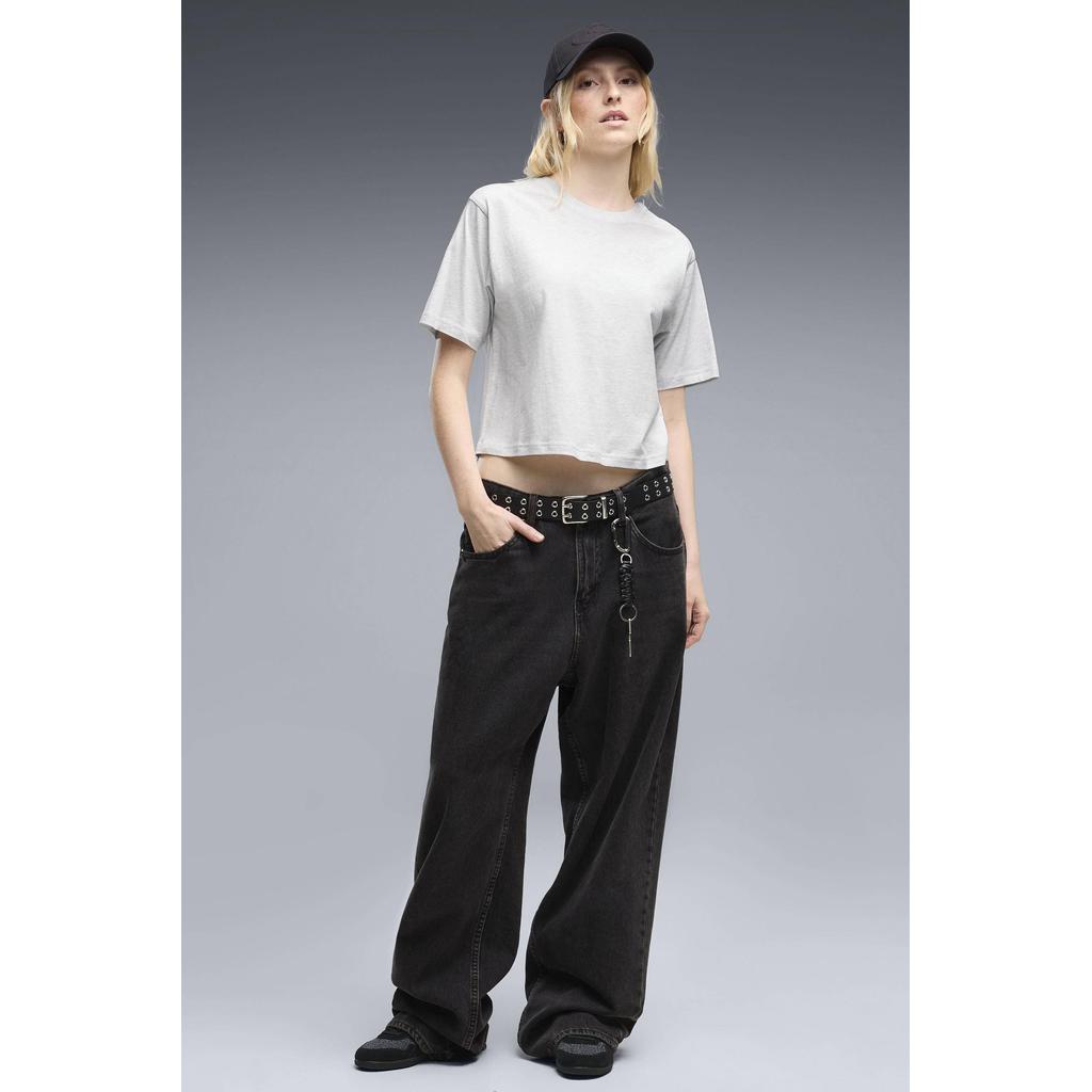 Lilakleurige dames Puma Class Relaxed oversized T-shirt van katoen met effen, korte mouwen en ronde hals