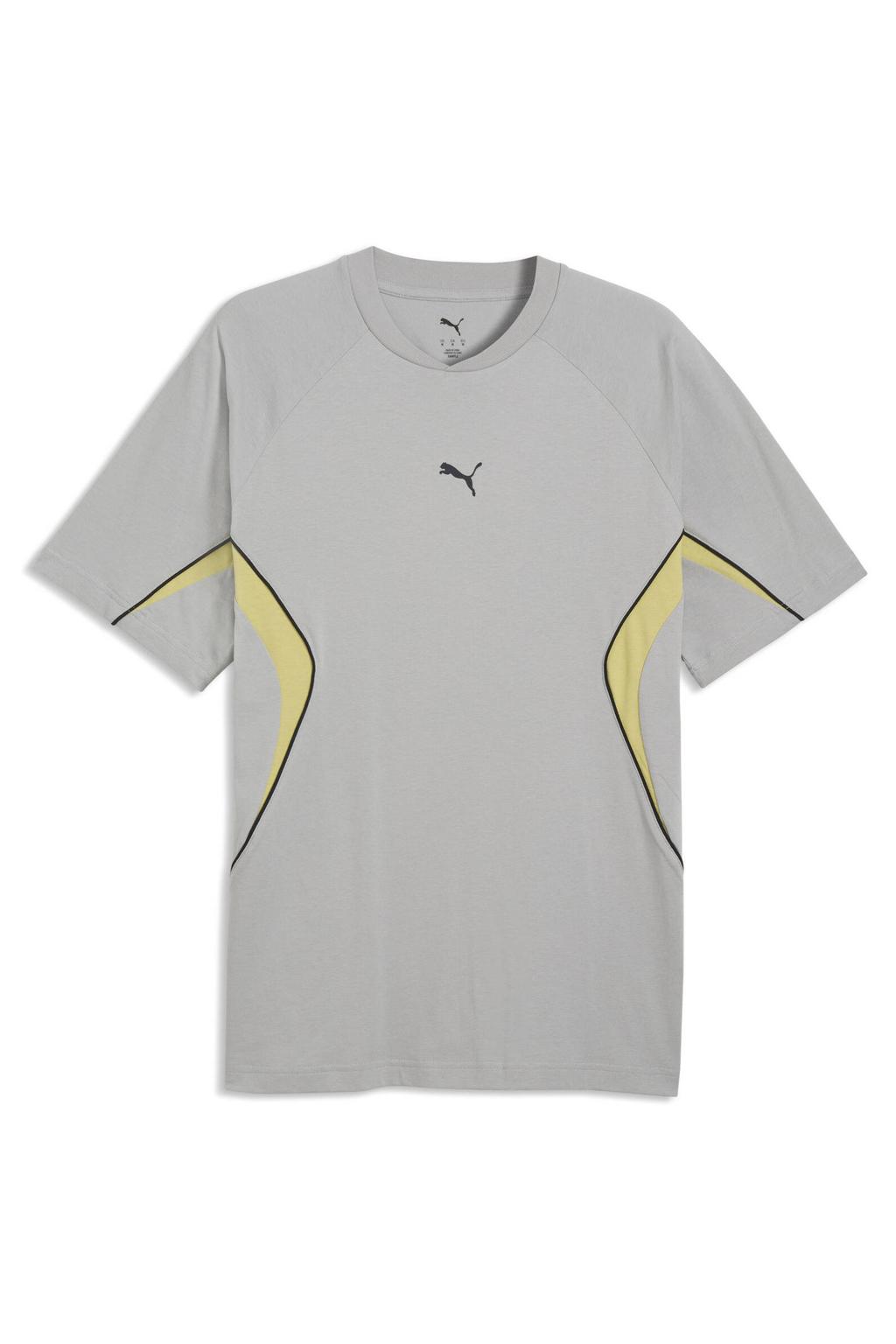 Grijze heren Puma sportshirt van katoen met korte mouwen en ronde hals