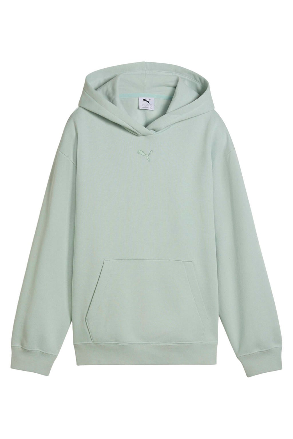 Groene jongens en meisjes Puma essential hoodie van katoen met effen, lange mouwen en capuchon