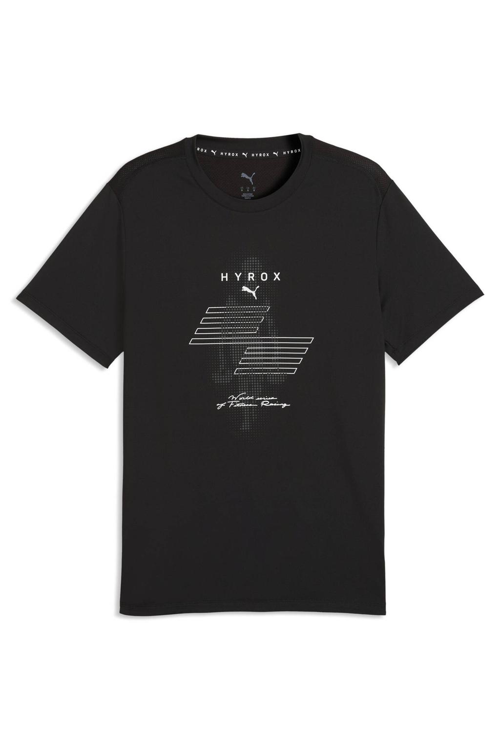 Zwarte heren Puma x Hyrox Cloudspun sportshirt van polyester met korte mouwen en ronde hals