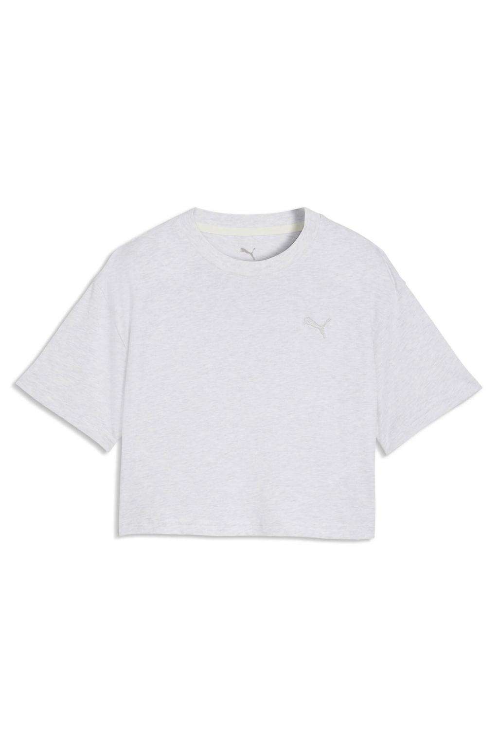 Witte meisjes Puma class relaxed T-shirt van katoen met logo dessin, korte mouwen en ronde hals