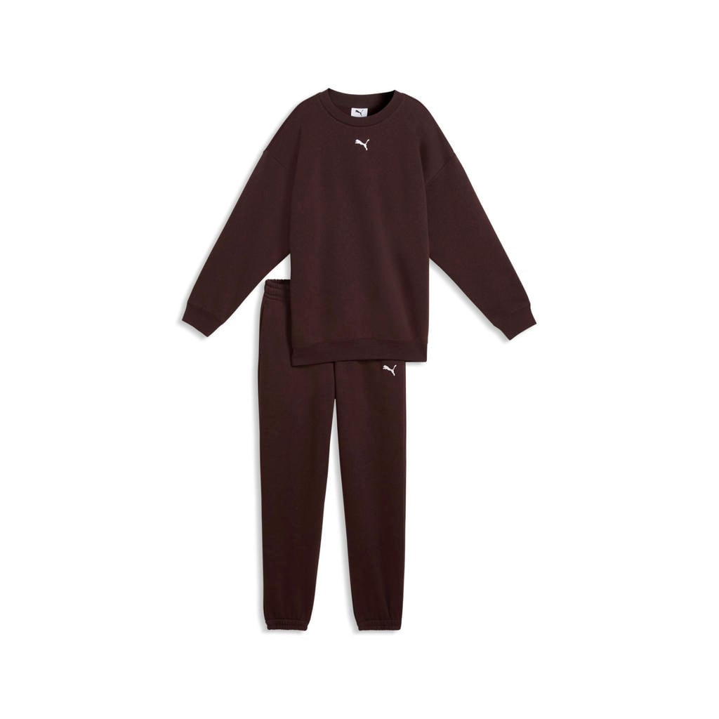Puma joggingpak met ronde hals - donkerbruin