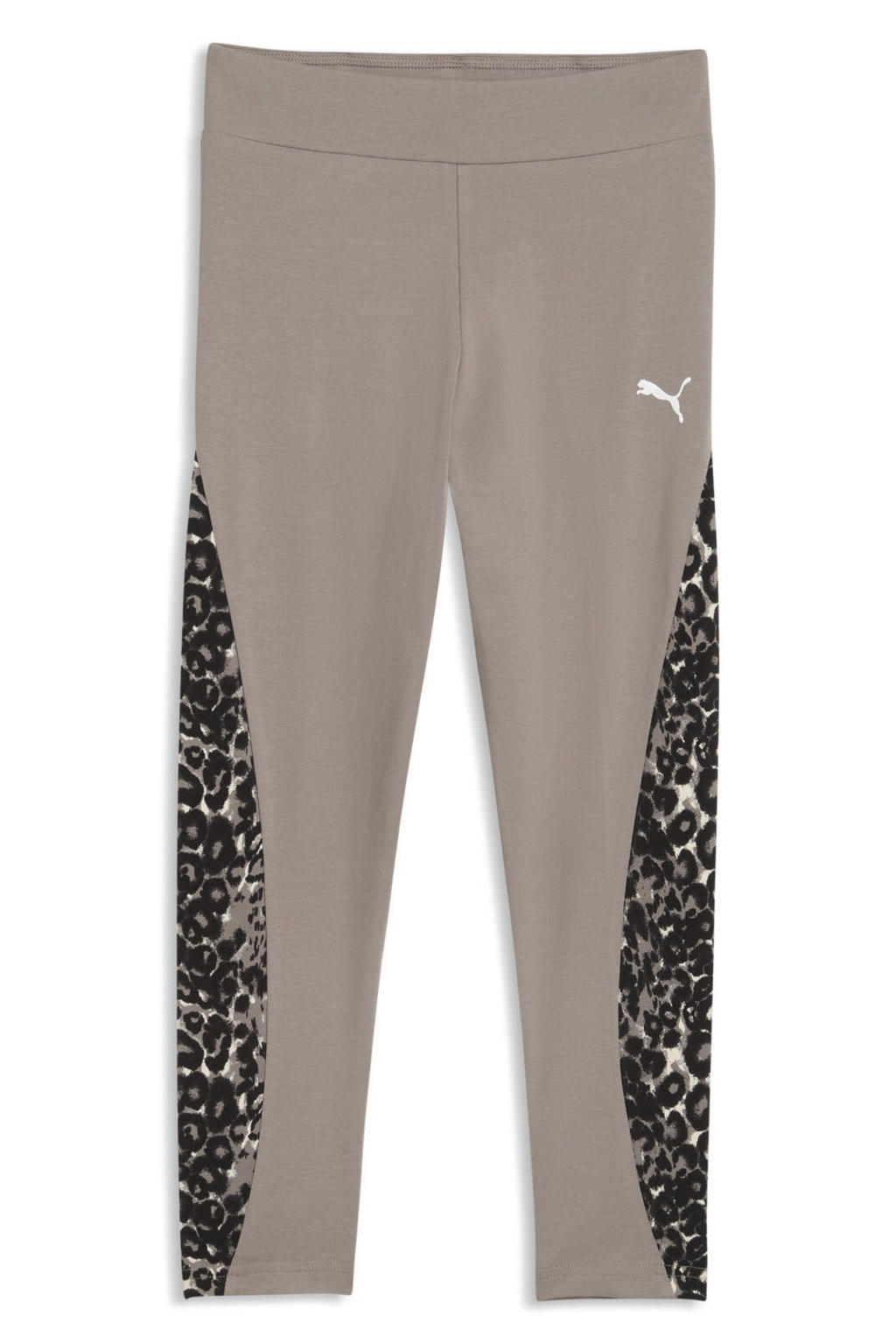 Beige meisjes Puma legging van katoen met regular waist, elastische tailleband en dierenprint
