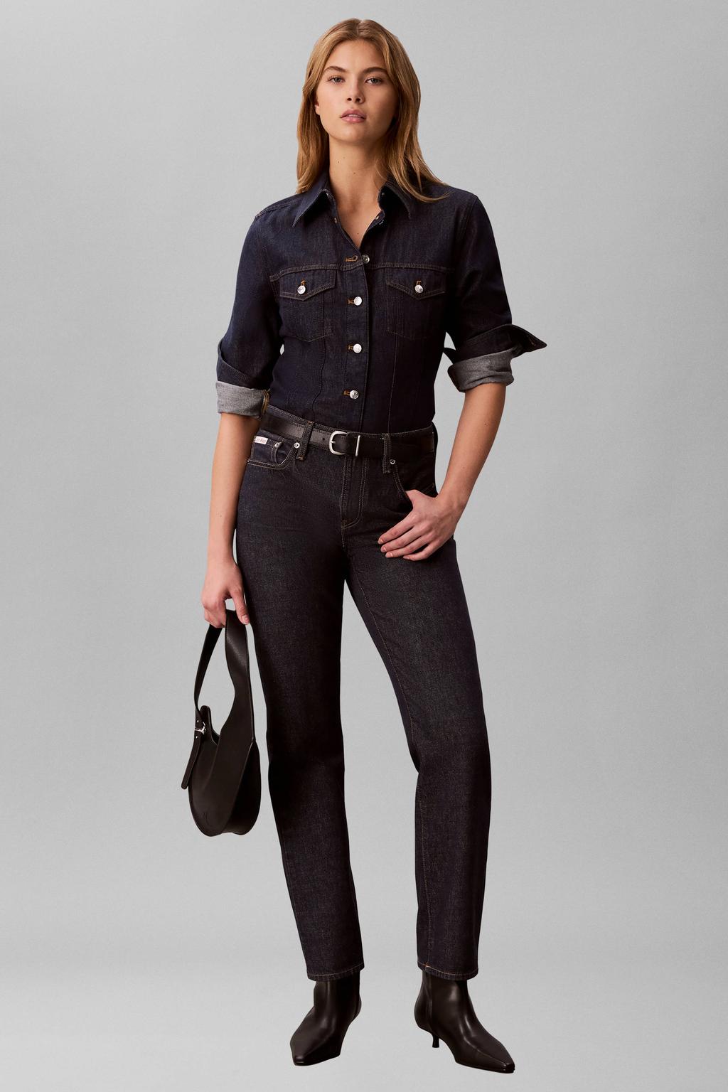CALVIN KLEIN JEANS denim getailleerde blouse - donkerblauw