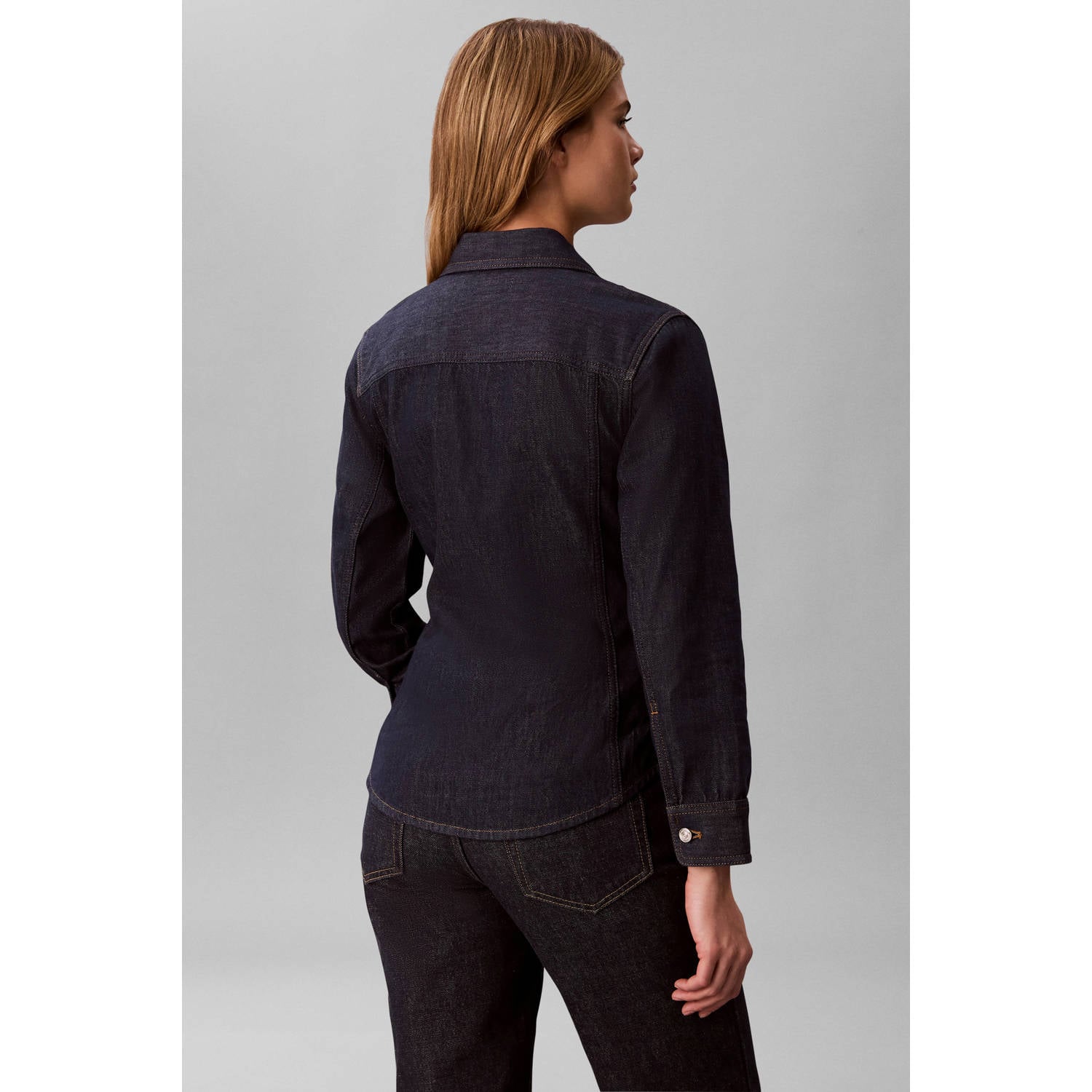 CALVIN KLEIN JEANS denim getailleerde blouse donkerblauw