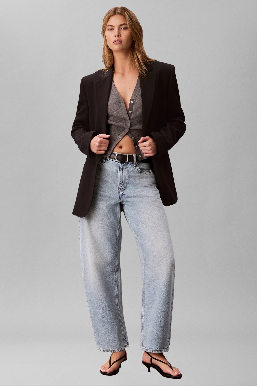 Light blue denim dames CALVIN KLEIN JEANS barrel jeans van katoen met regular waist, rits- en knoopsluiting en effen