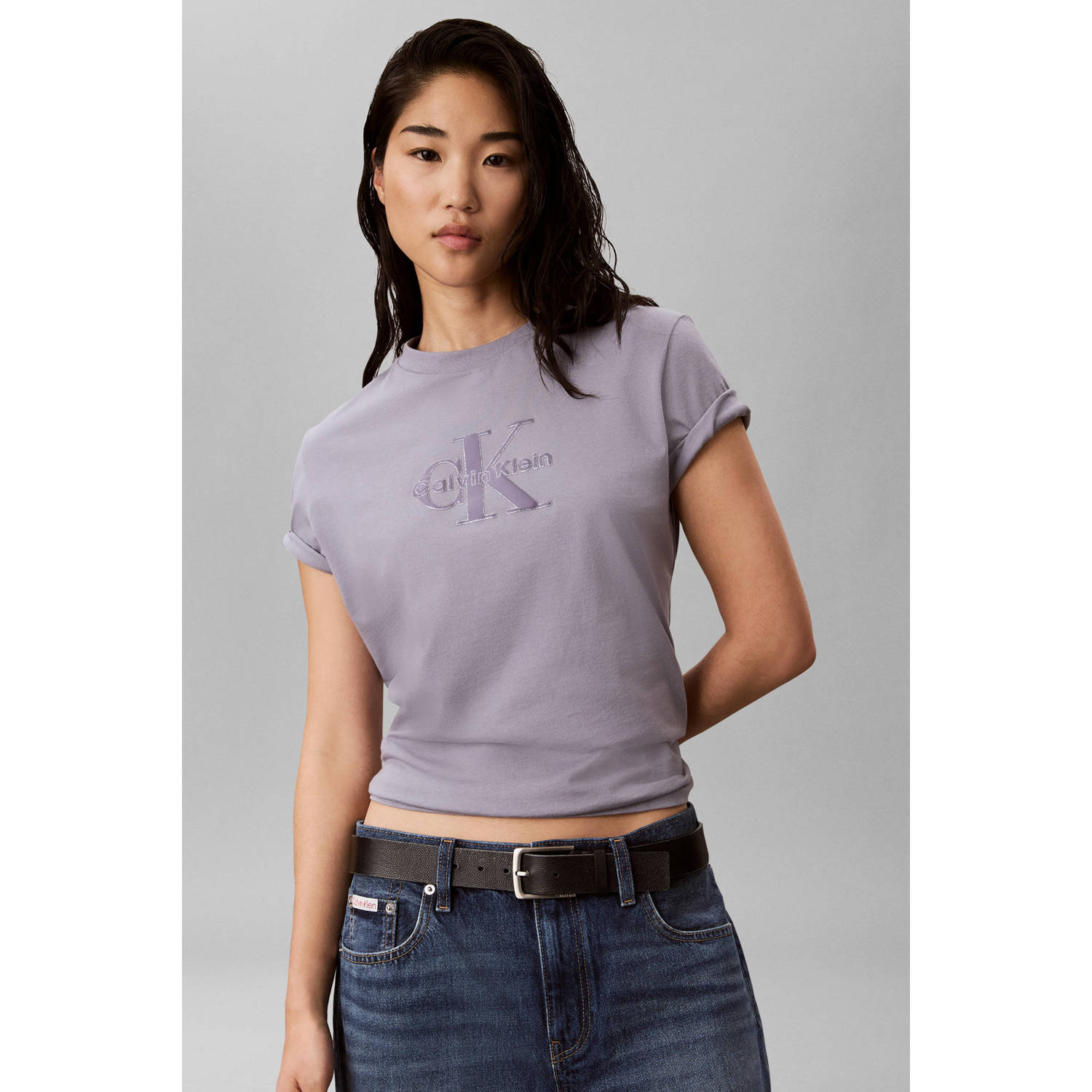 CALVIN KLEIN JEANS T-shirt met logo lila