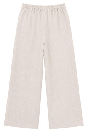 straight fit regular waist broek met linnen - beige