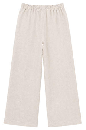 straight fit regular waist broek met linnen - beige
